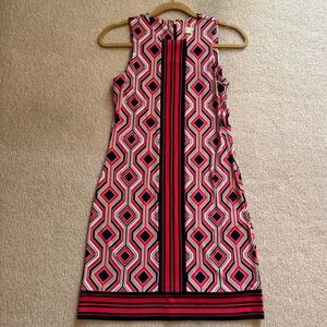 MICHAEL Michael Kors Geometric Pink, Navy, and Tan Dress